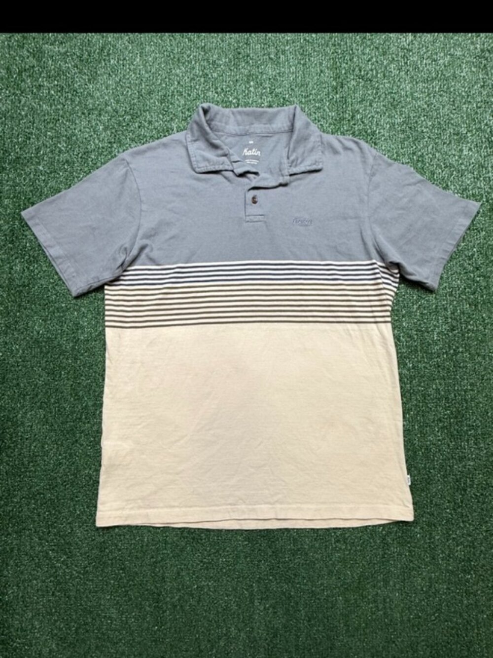 Katin Polo Shirt Mens Size S Gray Cream Short Sleeve Collared